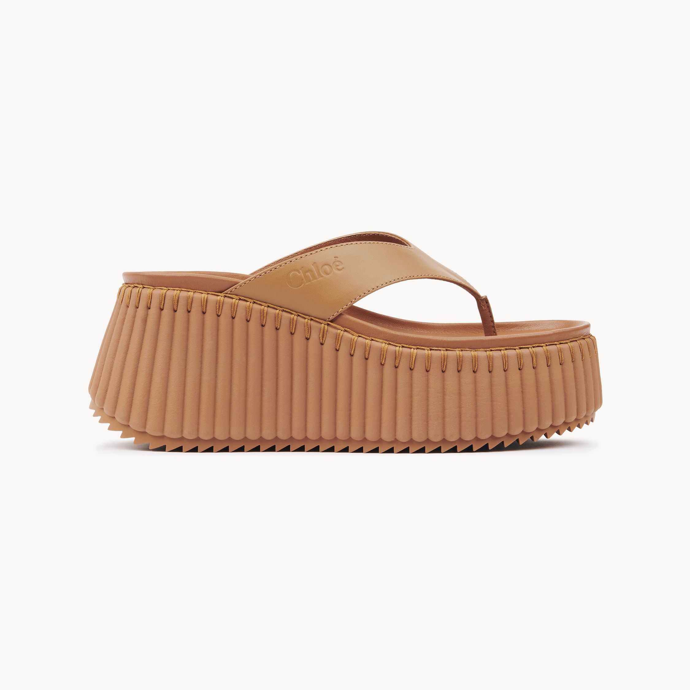 Chloé Nama 80 Leather Platform Thong Sandals