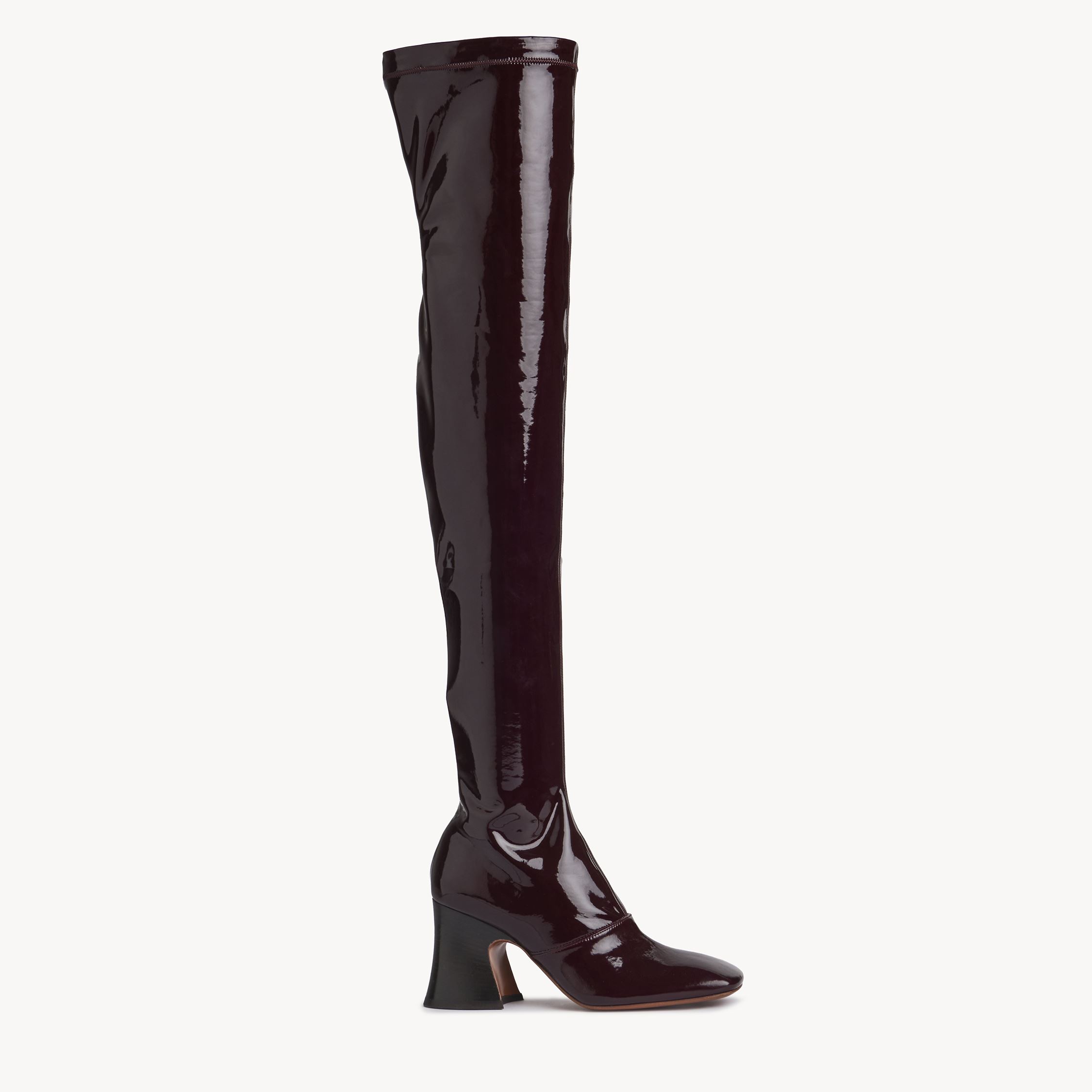 Chloé Chloe Janis Glossed-leather Over-the-knee Boots In Brown