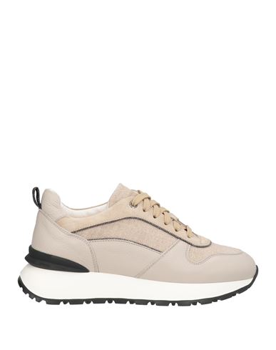 Doucal's Woman Sneakers Beige Size 8 Leather, Textile Fibers