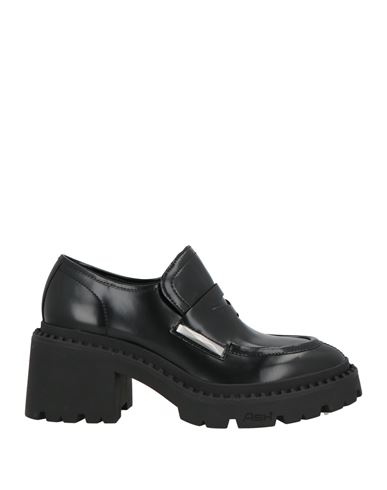 Ash Woman Loafers Black Size 8 Leather, Metal