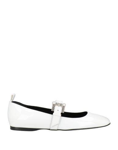 Sergio Rossi Woman Ballet Flats White Size 7.5 Leather In White