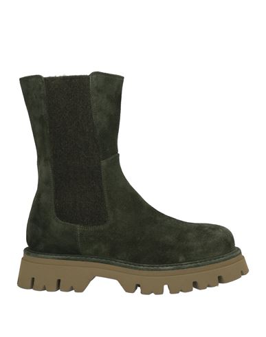 Mara Bini Woman Ankle Boots Dark Green Size 7 Leather In Green