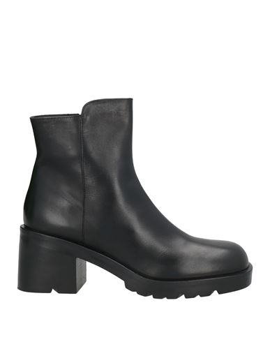 Strategia Woman Ankle Boots Black Size 8 Leather In Black