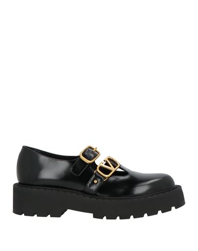Valentino Leather Double Mary Jane Loafers In Black