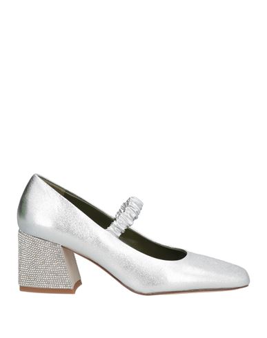 MARIA LUCA MARIA LUCA WOMAN PUMPS SILVER SIZE 8 LEATHER 