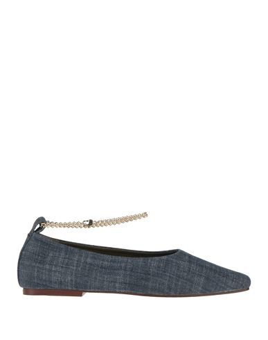 MARIA LUCA MARIA LUCA WOMAN BALLET FLATS BLUE SIZE 8 TEXTILE FIBERS 