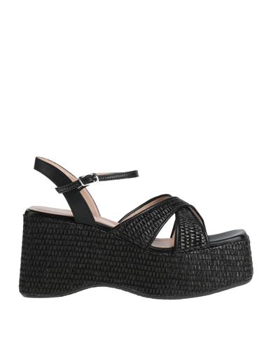 Doop Woman Espadrilles Black Size 6 Natural Raffia, Leather