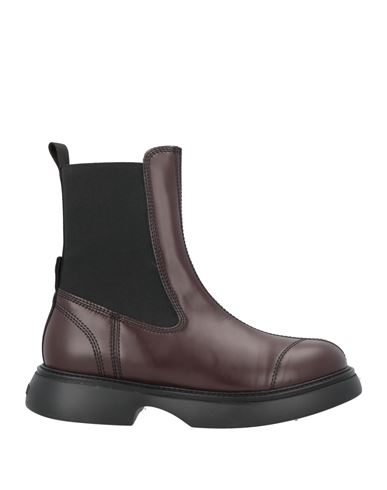 Ganni Woman Ankle Boots Chocolate Brown Size 6 Textile Fibers In Brown