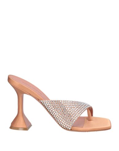 Shop Amina Muaddi Woman Thong Sandal Apricot Size 7.5 Textile Fibers
