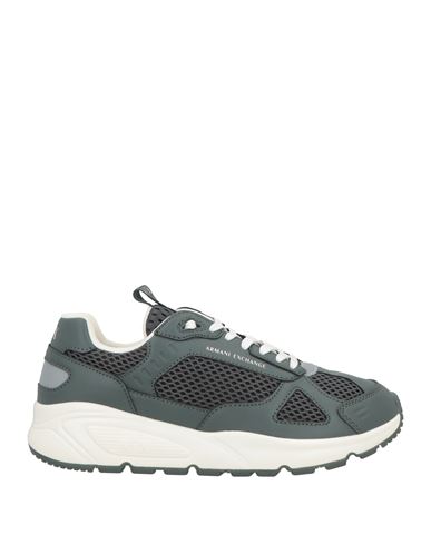 Armani Exchange Man Sneakers Grey Size 9 Polyester, Polyurethane In Green