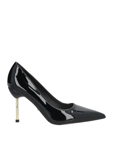 Twenty Four Haitch Reptile Print Eco Patent-leather Pumps In Black