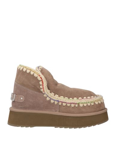 Mou Woman Ankle Boots Khaki Size 8 Sheepskin, Wool In Sand