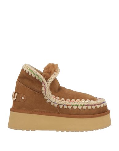 Mou Woman Ankle Boots Camel Size 8 Sheepskin, Wool In Sand