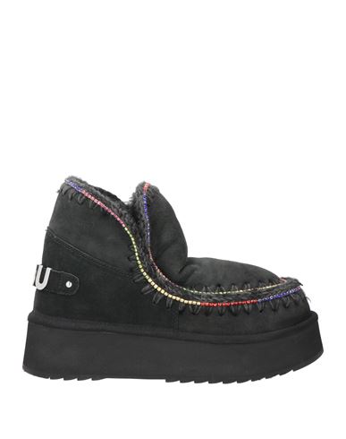 Mou Woman Ankle Boots Black Size 8 Sheepskin, Wool In Black