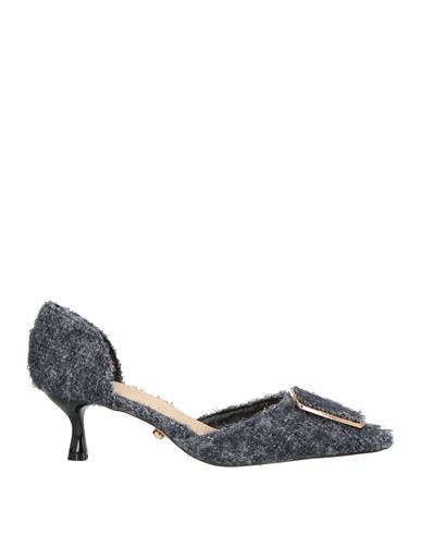 Twenty Four Haitch Woman Pumps Charcoal Size 7 Textile Fibers In Blue