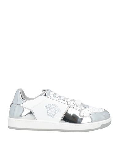 Versace Man Sneakers White Size 13 Calfskin, Textile Fibers In White