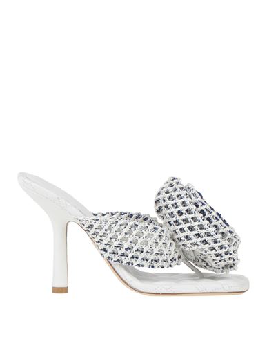 Burberry Woman Thong Sandal White Size 7 Textile Fibers In Silver