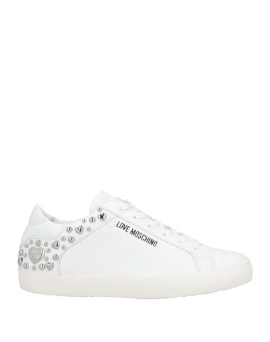 Love Moschino Woman Sneakers White Size 8 Leather In White