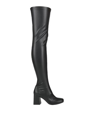 Ottod'ame Woman Boot Black Size 8 Leather, Textile Fibers