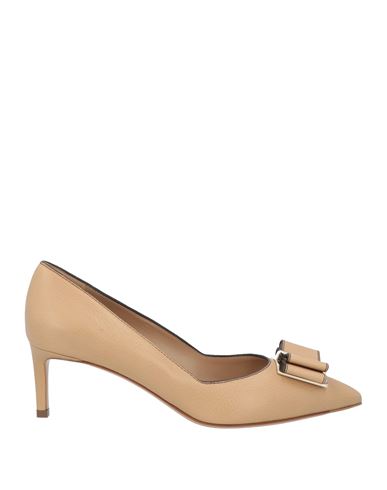 Ferragamo Woman Pumps Sand Size 8 Leather In Sand
