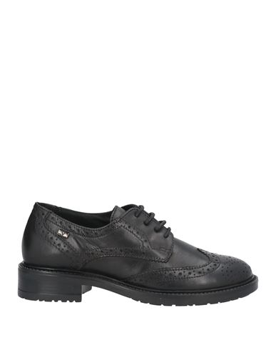 Valleverde Woman Lace-up Shoes Black Size 6 Leather