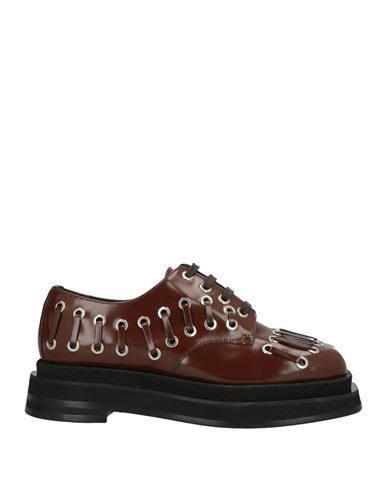 Simone Rocha Woman Lace-up Shoes Brown Size 5 Leather In Brown