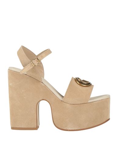 Guess Woman Sandals Beige Size 8 Leather