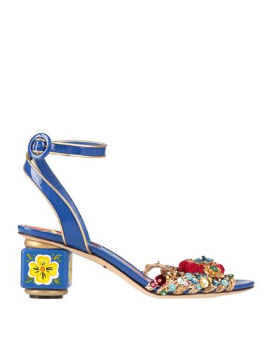 Dolce & Gabbana Woman Sandals Blue Size 5 Viscose, Calfskin, Lambskin In Blue