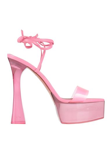 Amina Muaddi Woman Sandals Pink Size 8 Leather, Plastic In Pink