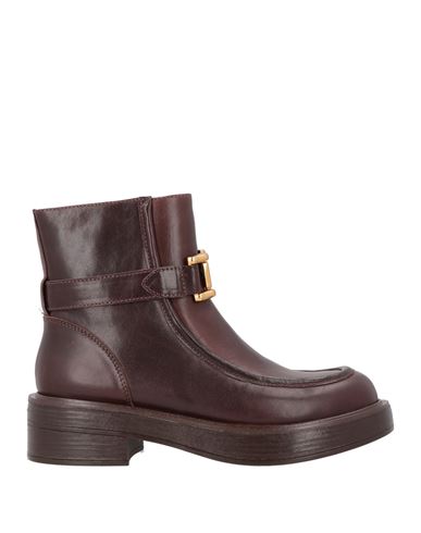 Emanuélle Vee Woman Ankle Boots Chocolate Brown Size 8 Leather In Brown