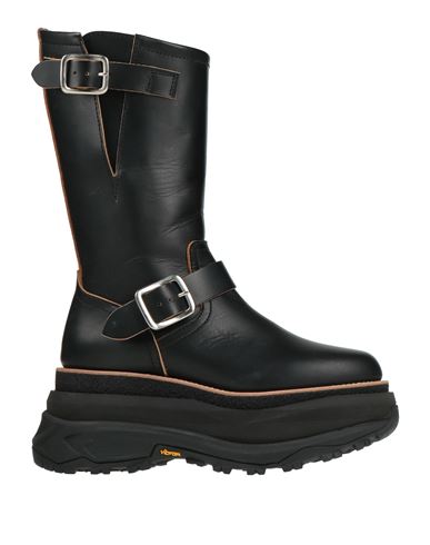 Sacai Woman Boot Black Size 8 Cow Leather In Black