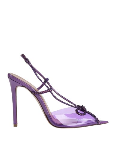 Andrea Wazen Woman Sandals Purple Size 7 Leather, Plastic