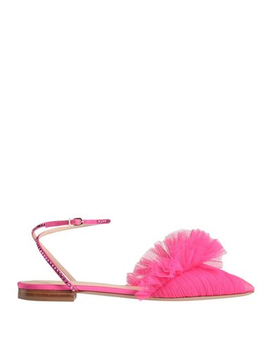 Andrea Wazen Woman Ballet Flats Fuchsia Size 7.5 Textile Fibers, Swarovski Crystal