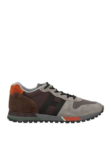 Hogan H86run Man Sneakers Grey Size 9 Leather, Textile Fibers