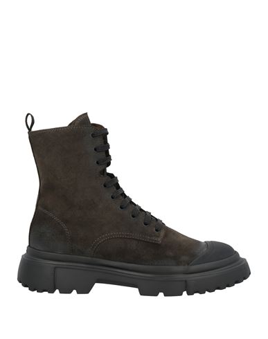 Hogan Man Ankle Boots Charcoal Size 8 Leather In Brown