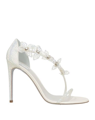 René Caovilla Rene' Caovilla Woman Sandals Ivory Size 11 Textile Fibers In White