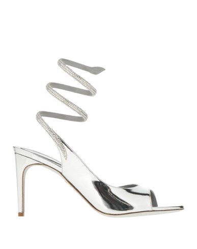 René Caovilla Rene' Caovilla Woman Sandals Silver Size 6 Calfskin In Silver
