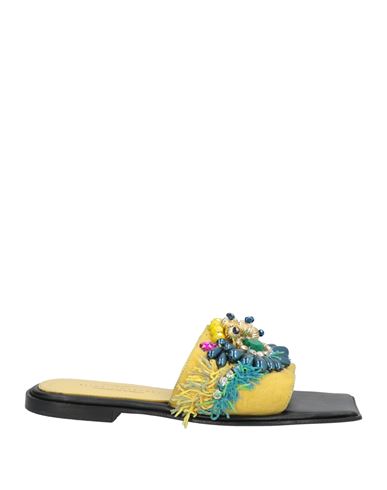 Elina Linardaki Woman Sandals Yellow Size 6 Leather