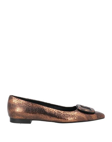 Zinda Woman Ballet Flats Bronze Size 8 Leather