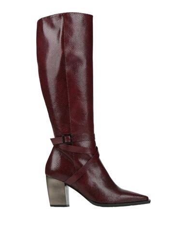 Zinda Woman Boot Burgundy Size 7 Leather In Burgundy