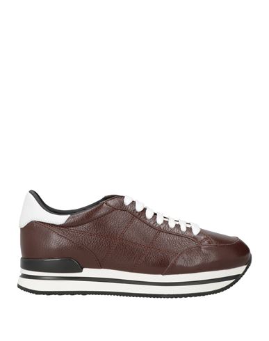 Hogan Woman Sneakers Chocolate Brown Size 8 Leather In Brown