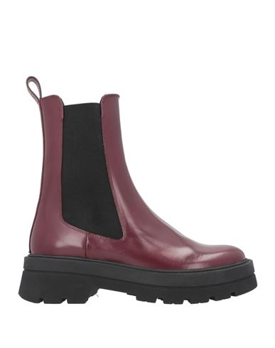 Hugo Boss Boss  Woman Ankle Boots Garnet Size 7 Leather, Textile Fibers In Red