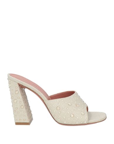 Amina Muaddi Woman Sandals Beige Size 7 Textile Fibers