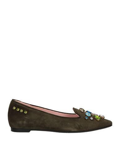 Ras Woman Loafers Military Green Size 8 Leather