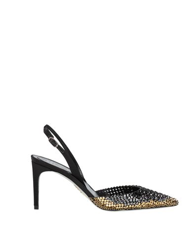 René Caovilla Black Slingback Jackie With Rhinestones In Multi
