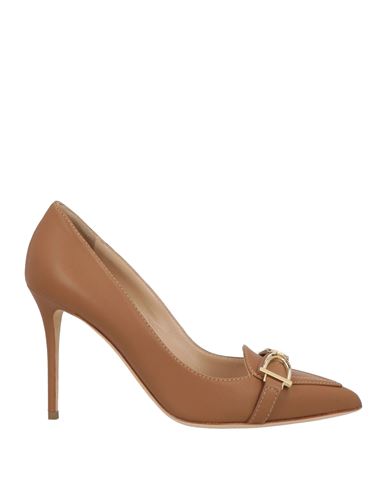 Elisabetta Franchi Woman Pumps Tan Size 6 Leather In Brown