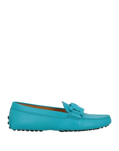 Tod's Woman Loafers Turquoise Size 8 Leather