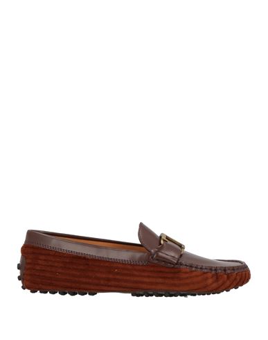 Tod's Woman Loafers Brown Size 8 Leather, Textile Fibers