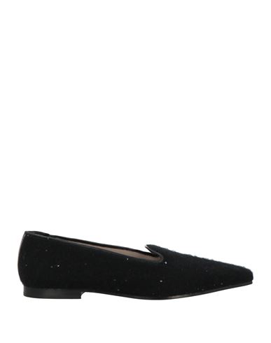 Fabiana Filippi Woman Loafers Black Size 7 Virgin Wool, Silk, Cashmere, Alpaca Wool, Polyester