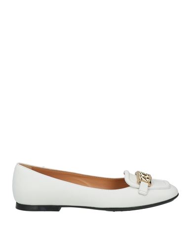 Tod's Woman Loafers Off White Size 6 Leather, Metal